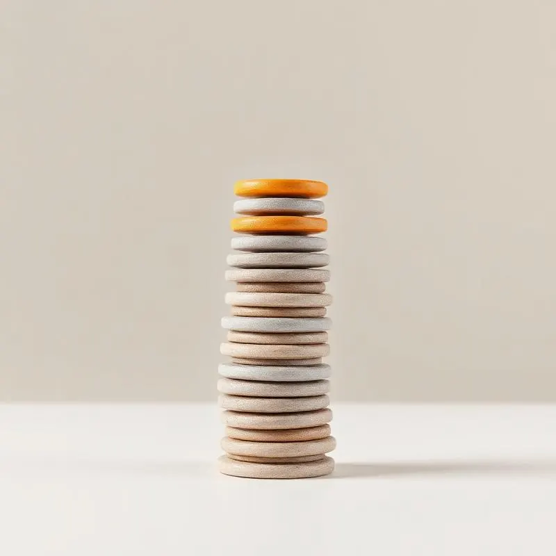 Stack of stone discs with a bright orange disc on top — capital readiness.